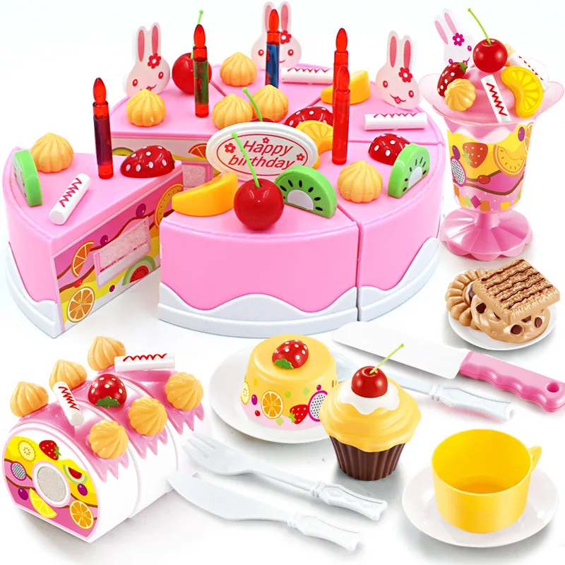 QWZ 37-38-54-55-75-80 шт игрушка для торта на день рождения DIY фруктовый крем Рождественский подарочный набор Дети ролевые игры игрушки набор подарок для девочки