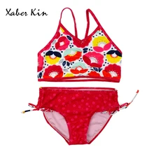 От 2 до 10 лет набор бикини для девочек стиль; с цветочным принтом; детская одежда для купания для девочек, комплект из двух предметов, одежда для купания для девочек; купальные костюмы детская одежда для пляжа, бикини, Infantil-K442