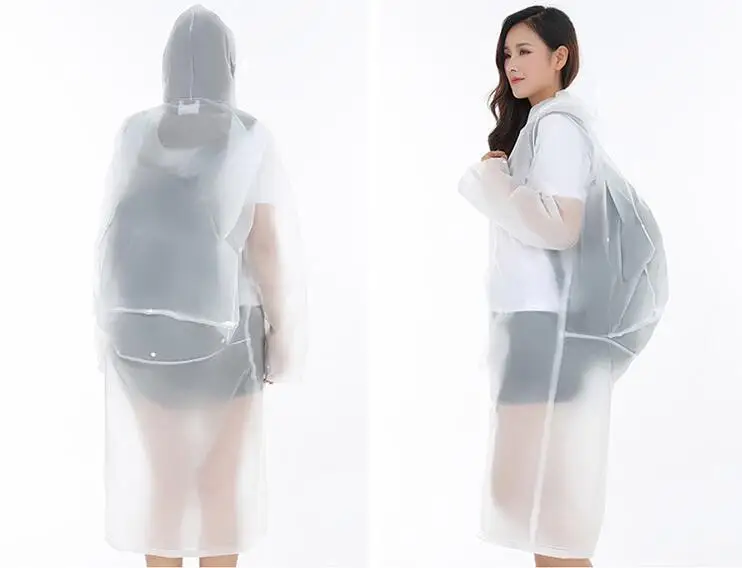 12.Raincoat Plastic EVA Thick Rain Coats Rainwear Rain Poncho Universal Waterproof Touring Hiking Hooded Schoolbag Raincoats Long rain jacket