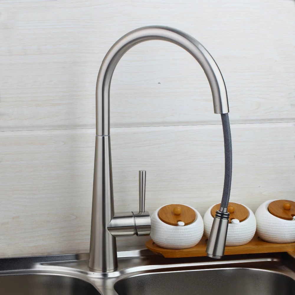 NEW 360 Swivel Pull Out Kitchen Wash Basin Sink Mixers Tap Pull Out Waterfall Faucets