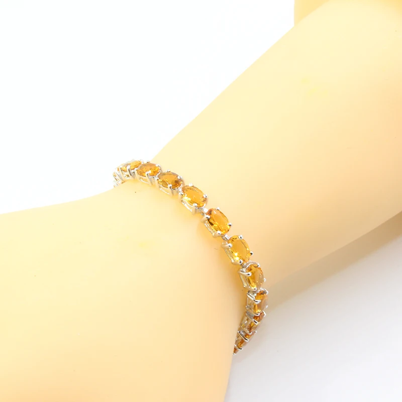 Classic silver gemstone bracelet for party 25 pieces natural citrine silver bracelet solid 925 silver bracelet for wedding