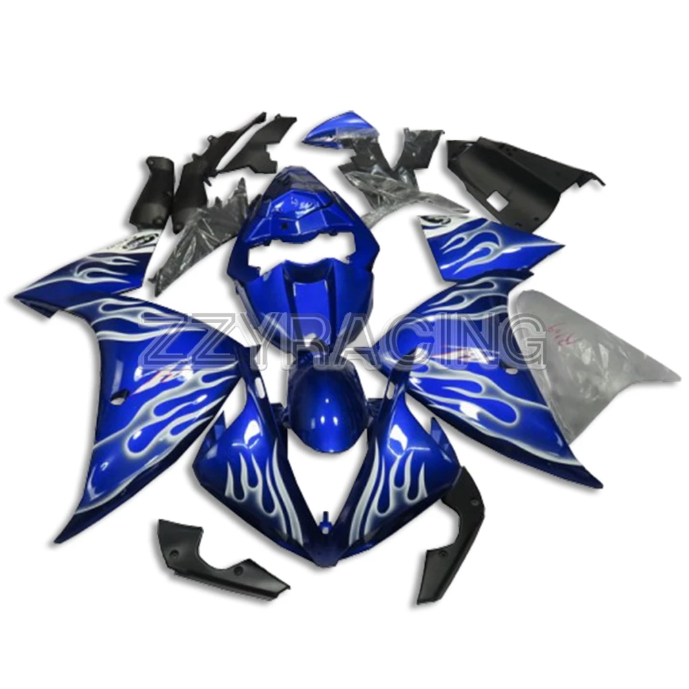 

Injection Fairings for Yamaha YZF R1 2009 - 2014 Panels ABS Plastic Hulls YZF1000 R1 Complete Body Kit Blue With White Flames