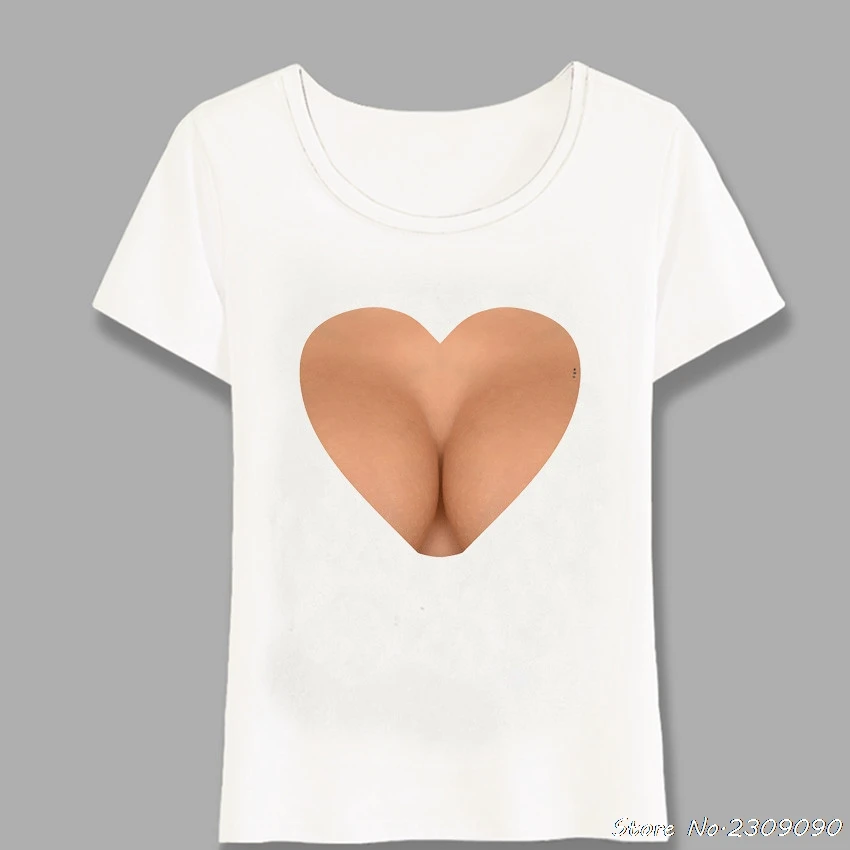 

A Nipple Piercing Metal Art T-shirt Fashion Women T-Shirt I Love Big Boobs Sexy Tops Novelty Tees Funny Woman T-Shirt Harajuku