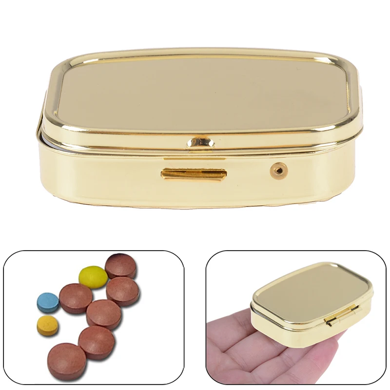 

2 Grid Moistureproof Folding Medicine Holder Pill Storage Box Metal Rectangle Waterproof Sterile Package Box