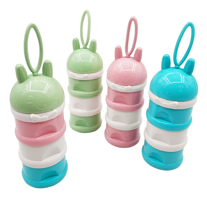 

3 layer Colorful Portable Baby Food Storage Box Cute Cartoon Cereal Milk Powder Boxes Toddle Kids Outdoor Formula Milk Container