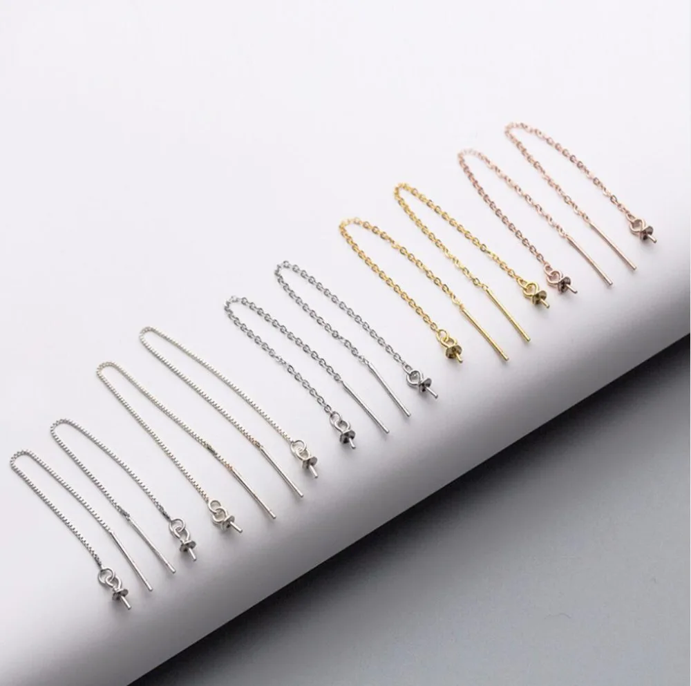 

2pcs 925 Sterling Silver Pin Cap Thread Line Earrings Finding Settling DIY A1855