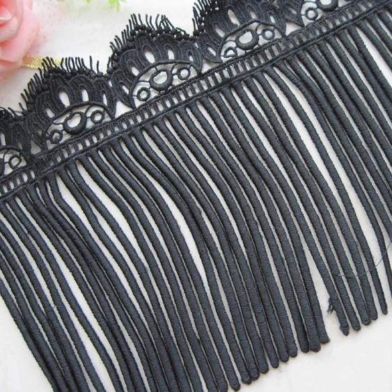 

3 yards/lot Black And White Tassel Lace Fringe Trimming Embroidery Clothing Textiles Skirt Edge Clothing DIY 18 cm Wide