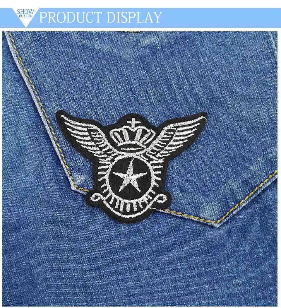 Black Iron On Patches Letter A Wings Mickey Mouse Head M Star Patch Embroidery Applique Designs Stickers On Clothes (9)
