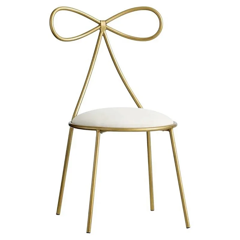 

15%,Quality Metal Chair Fashion Nordic Bar Leisure Stool Modern Dining Party Seat with Bow Shape Backrest & High Foam Sponge