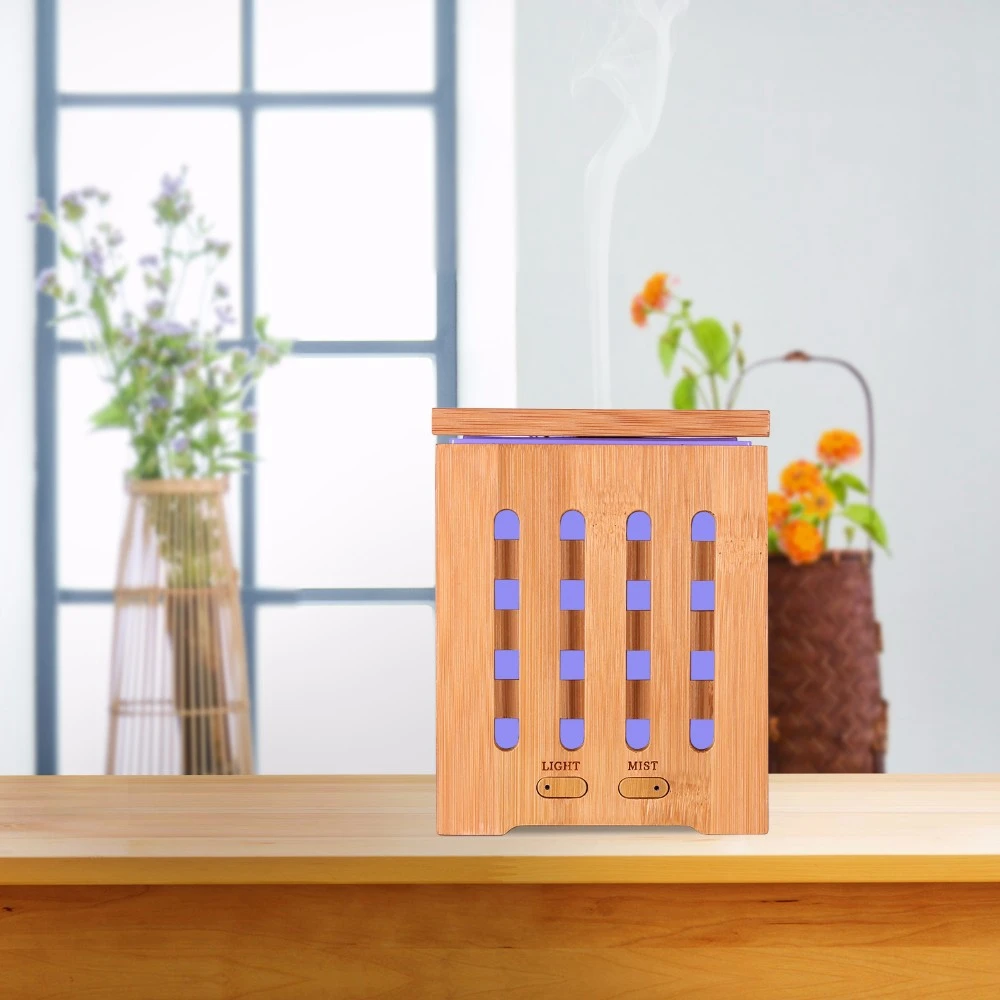 

200ml 7 LED Colorful Lights Real Bamboo Essential Oil Diffuser Ultrasonic Bamboo Diffuser for Study Yoga Spa