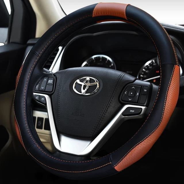 fashion genuine leather sports car steering wheel cover for TOYOTA