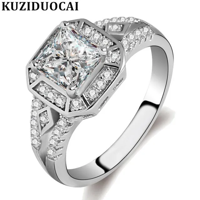Kuziduocai New Fashion Jewelry Stainless Steel Zircon Square Statement Wedding B Kuziduocai New Fashion Jewelry Stainless Steel Zircon Square Statement Wedding B