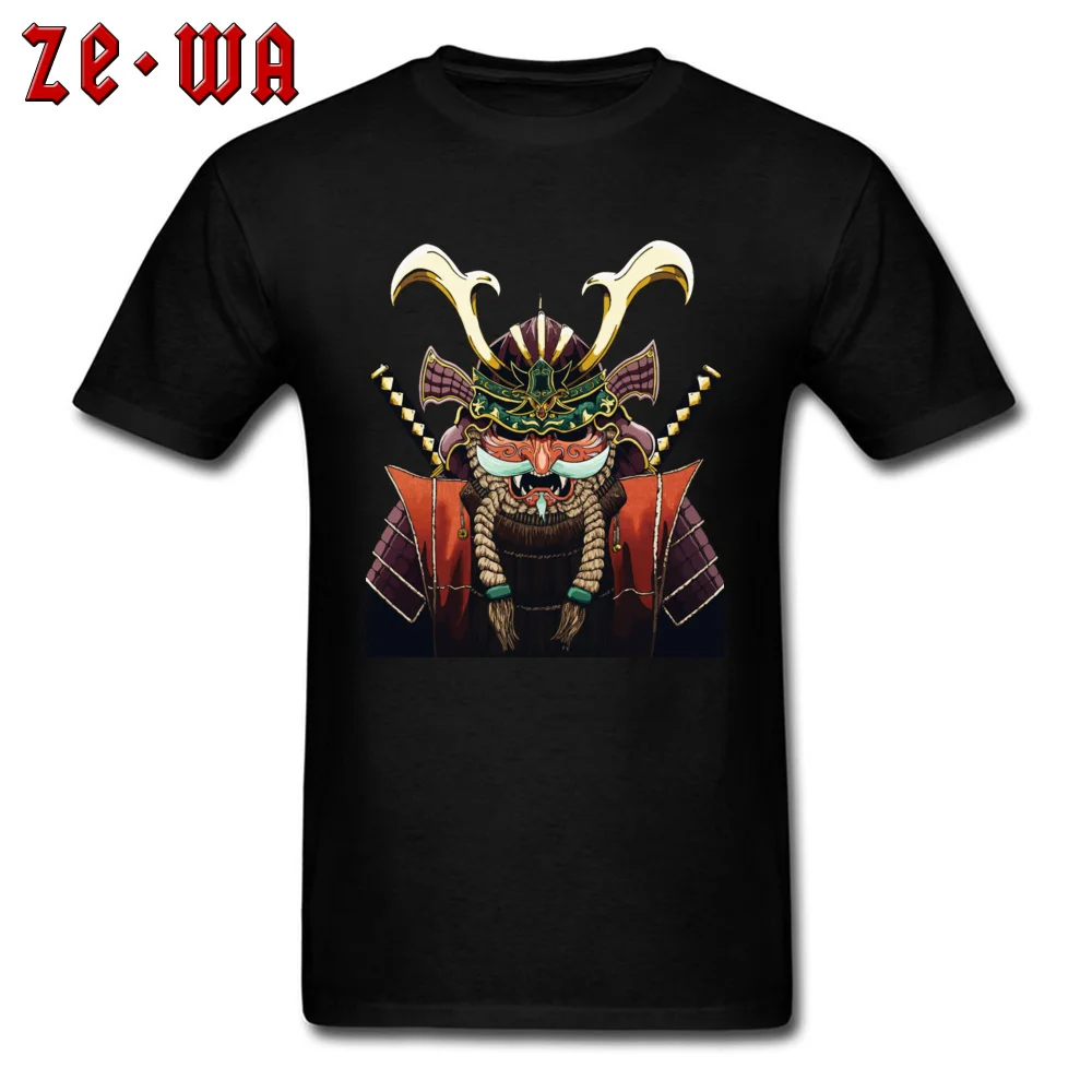  Men T-shirts Unique Funny Tops T Shirt Pure Cotton Round Collar Short Sleeve Personalized Tee Shirt Summer Fall Japan Samurai Art Warrior Illustration  black