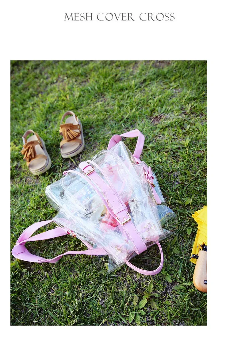 Хараджюку милый прозрачный пластиковый прозрачный Рюкзак Женская Студенческая дорожная сумка ранец ПВХ школьная сумка для книг