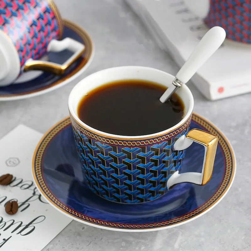 Classic abstract line ceramic coffee cup Fashion geometric pattern afternoon black tea | Дом и сад