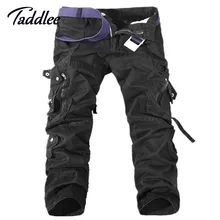 Taddlee Brand Europe Mens Fashion Multi Pocket Cargo Pants Khaki Military Casual Cotton Loose Baggy Man