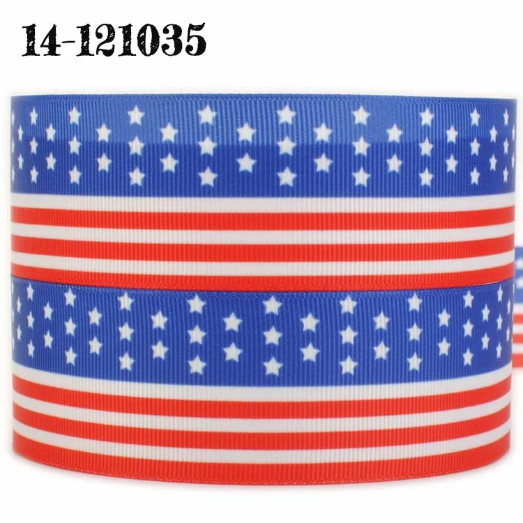 NEW sales 50 yards Stars and Stripes pattern ribbon printed grosgrain