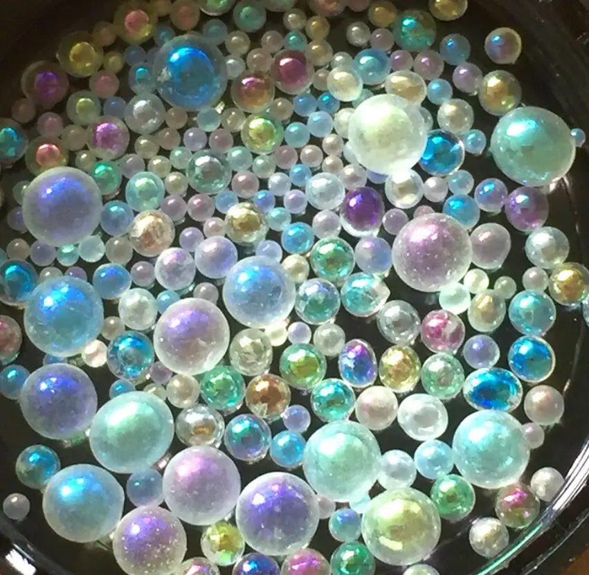100g White Mixed Sizes 0.8 3mm Symphony Multicolors Bubble Beads For
