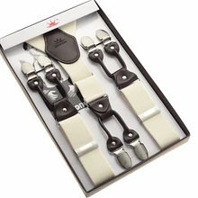 Белый цвет 6 Клипов подтяжки мужские брюки подтяжки