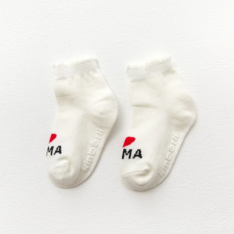 Носки для младенцев, носки для новорожденных, детские носки из чистого хлопка, Осень-зима, Детские носочки для дома с надписью «I LOVE PAPA MAMA» для детей 0-1/1-3 лет