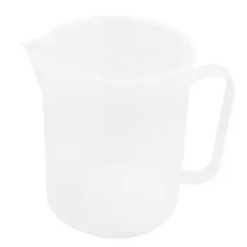 

500mL Capacity 1.3cm Wide Handle Clear White Plastic Lab Beaker Measuring Cup