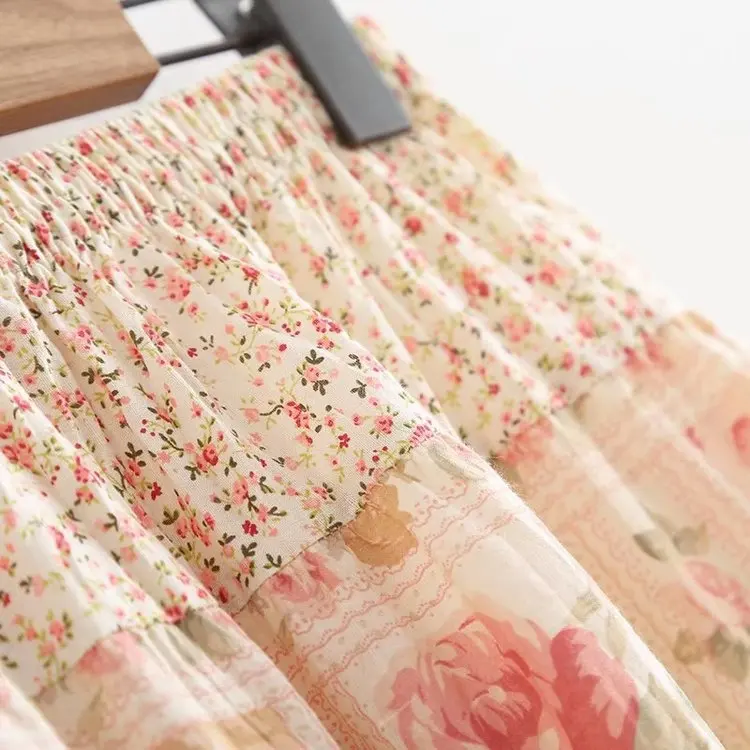 Новая летняя богемная юбка с цветочным принтом из хлопка и льна цельная Женская юбка национальный тренд женская одежда