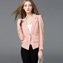 Blazers Women’s Big size jacket blazers 2018 Autumn Cotton blended Lace ladies Skinny Suit Jackets blazers Coats girls