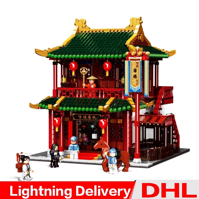 

XINGBAO 01022 3046Pcs Chinese Style Building The Wanfu Inn Set Building Blocks Bricks New Kids Gifts lepinings Toys Clone LP