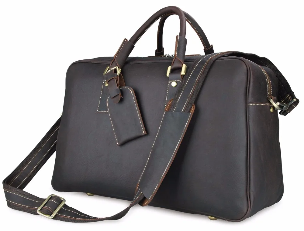 

J.M.D Large Capacity Travel Bag Genuine Cow Leather Duffel For Business Travelling Unique Designer Shoulder Bag 7156Q