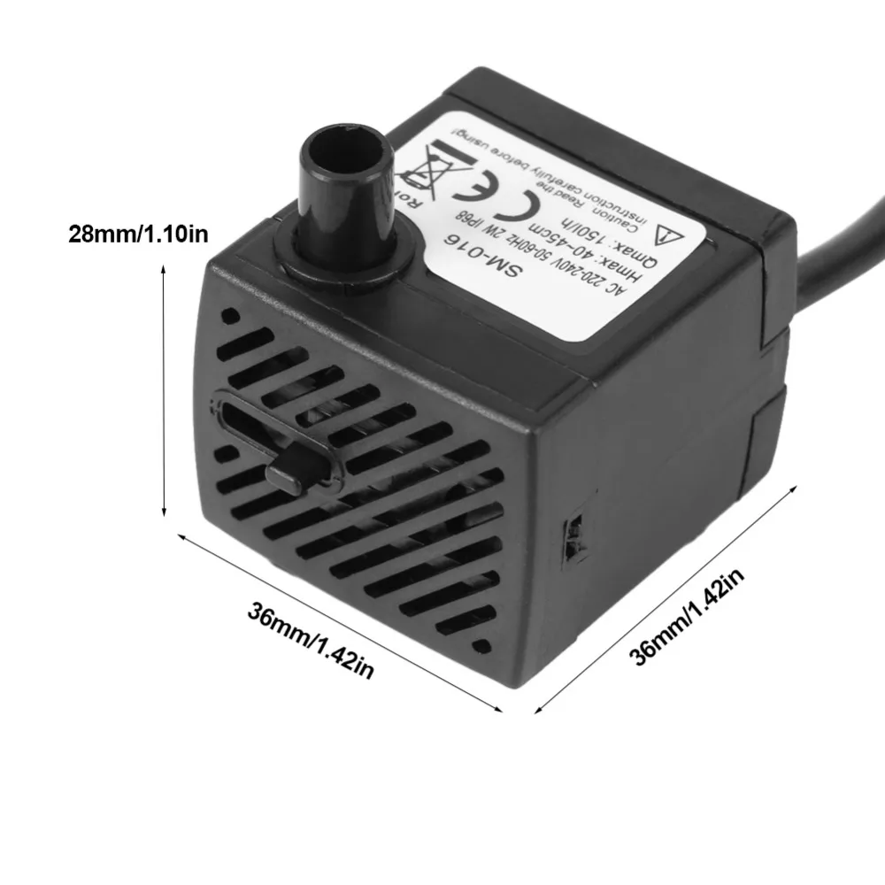 Миниатюрный ультра-тихий погружной водяной насос для аквариумов, фонтанов, аквариумов, украшения для аквариумов, штепсельная вилка Европейского/американского/британского стандарта
