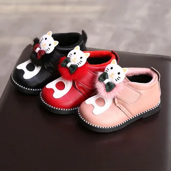 

Fashion winter snow boots children's girls plush shoes to keep warm bottom soft baby girls comfortable winter boots