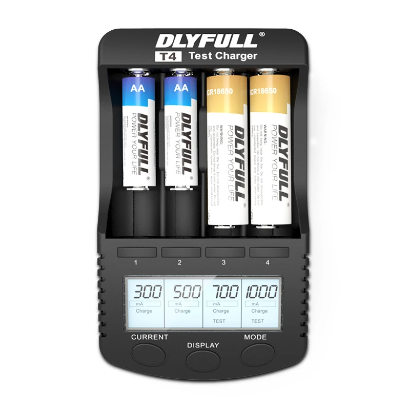 DLYFULL T4 18650 зарядное устройство lcd AA AAA AAAA 3,7 V 26650 14500 16340 18350 18500 10440 NiMH Li-Ion умное зарядное устройство USB