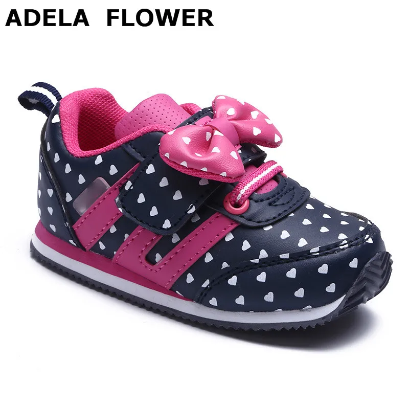 

Autumn Winter Kids Shoes Big Girls Shoes Fashion Heart Shaped Bow PU Leather Sports Shoes For Girls Child Causal Shoes 1-3 Years