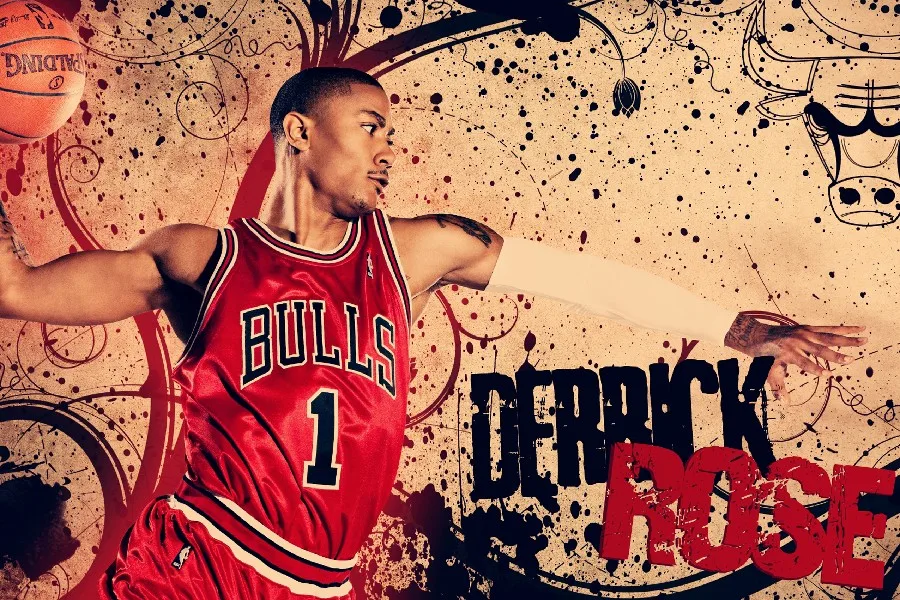 

derrick rose basketball poster 12"x18" Print Silk Fabric art Wall Decor Custom print