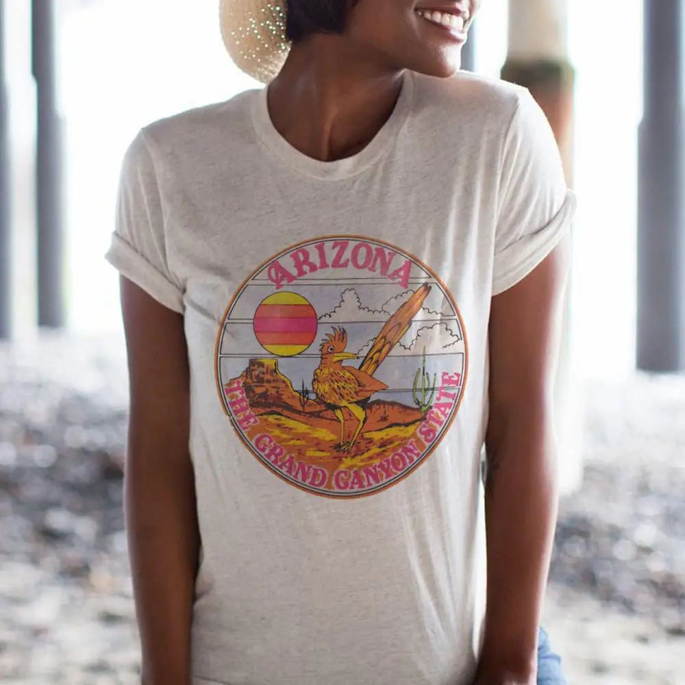 

Hilbilly America Style Funny Female Roadrunner Tees Summer High Cotton Tshirts Harajuku Vintage Graphic Southwest tshirt Women