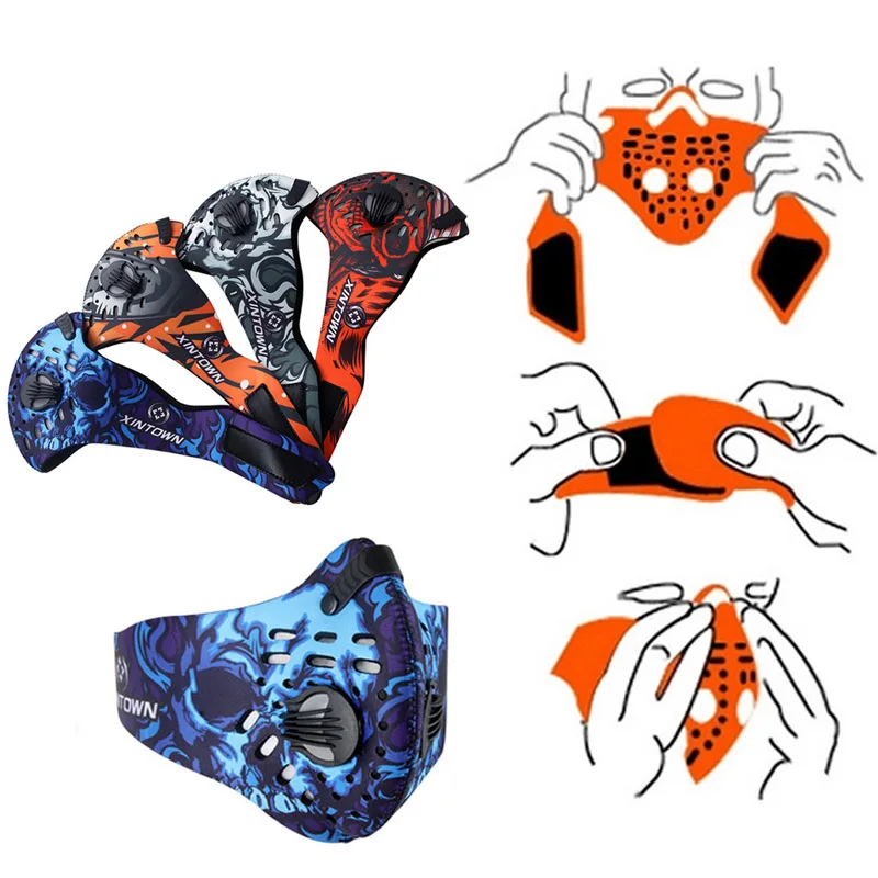 

Outdoor Cycling Half Face Mask Dust Windproof Anti Pollen Allergy Activated Carbon Masks Filter Sports Riding Running SGA998