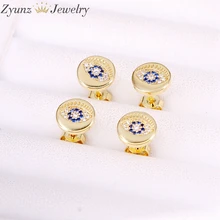 10Pairs, Gold Filled Crystal Fashion Zirconia Jewelry Earrings CZ Micro Pave Round Eye Shape Stud For Women Lady