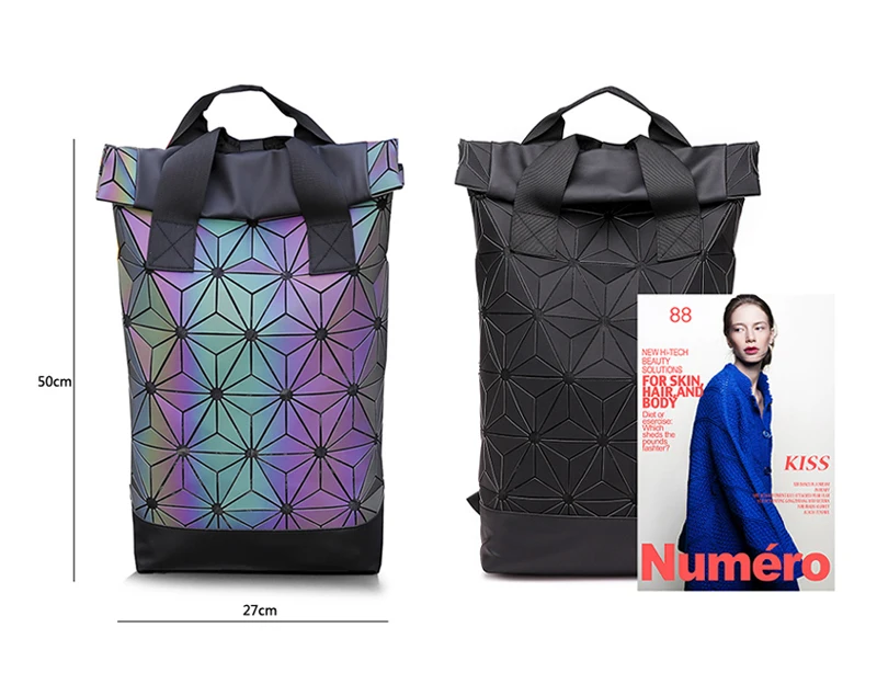 Aliwood женский рюкзак светящийся геометрический рюкзак для девочек-подростков клетчатый голографический рюкзак в форме бриллианта Mochila Feminina