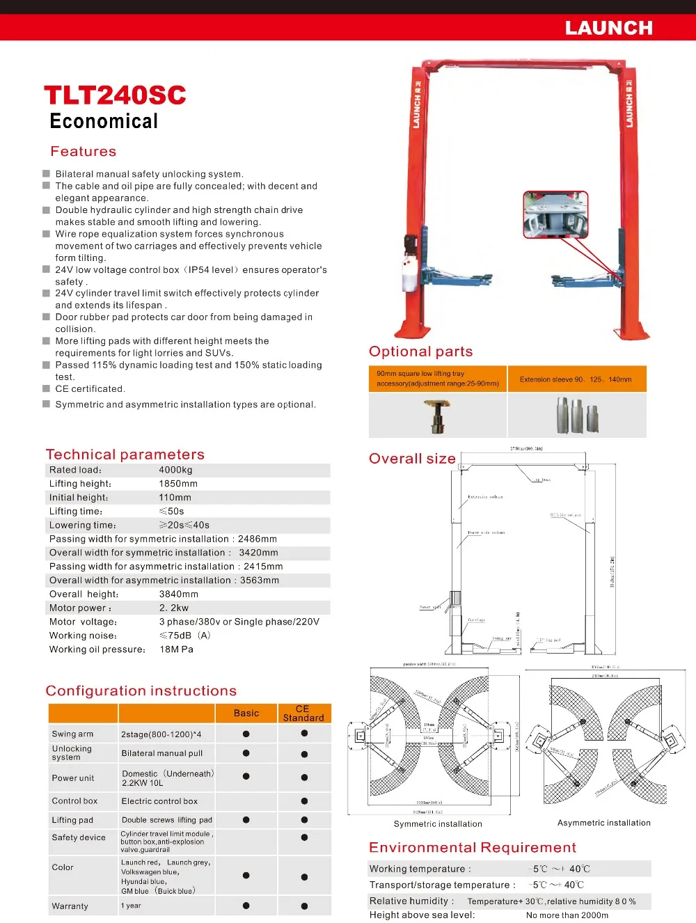 Launch Lift's TLT240SC why choose Launch car lift__