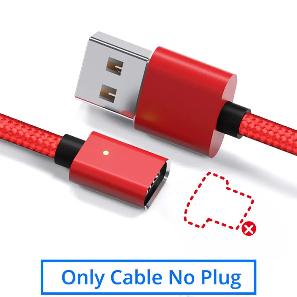 GUUGEI Магнитный usb кабель для зарядки type-C кабель для быстрой зарядки 3,0 type-C кабель для быстрой зарядки и синхронизации данных нейлоновые кабели для мобильных телефонов - Цвет: Red Cable No Plug