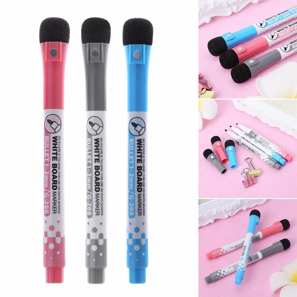 

1Pc Magnetic Whiteboard Marker Pen Erasable Ink Mark Sign With Eraser White board Pen School Office Supplies
