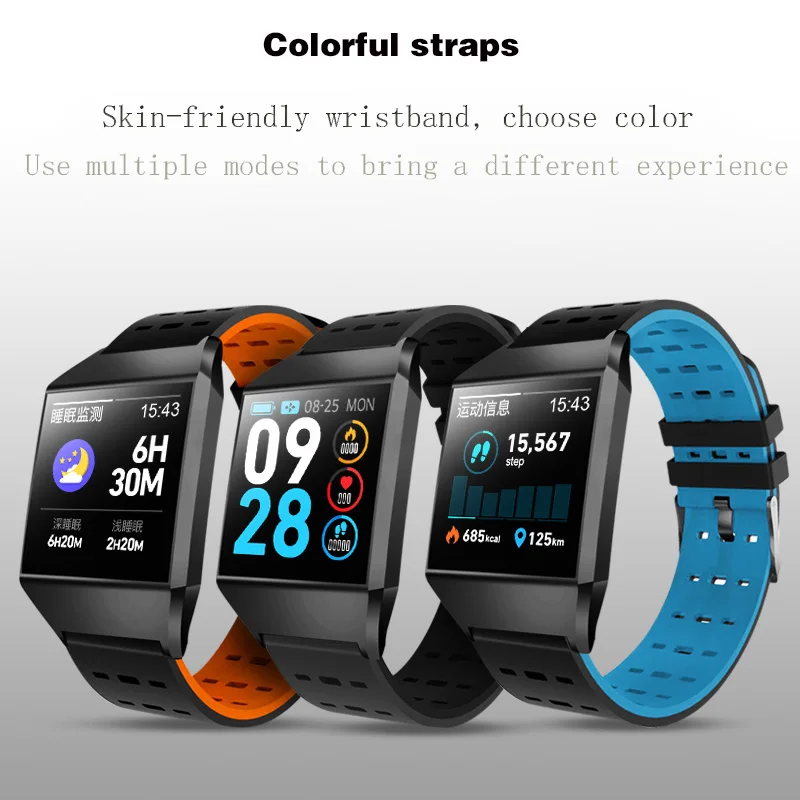 Wearpai W1C квадратные часы led сенсорный экран для сердечного ритма Мониторинг