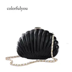 2019 модный бренд индивидуальный Дизайн Женские сумки в виде ракушки цепь сумка Золотой клатч для девочек сумка с клапаном 3 цвета
