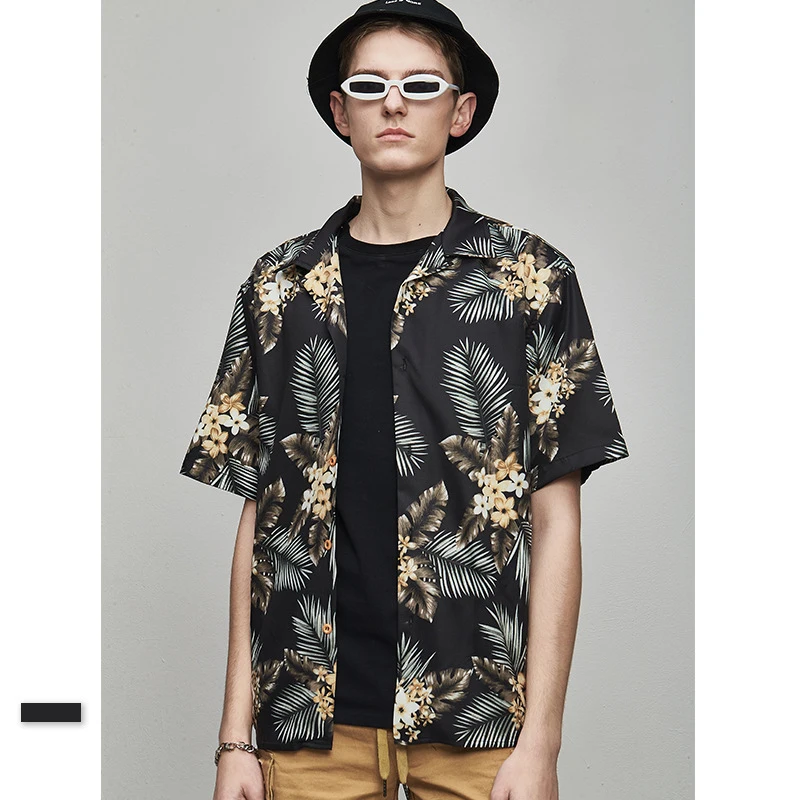 

Hawaiian Aloha Shirts Men Flora Print Summer New Beach Top Tees Short Sleeve Hip Hop Streetwear Oversize Funk Resort Style Shirt