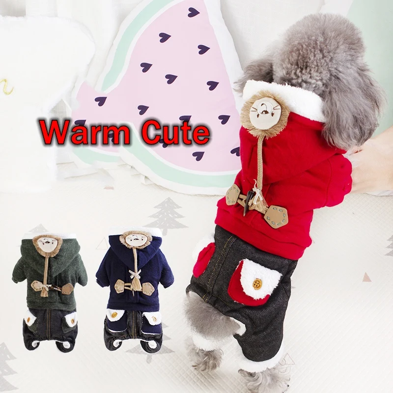 

Cute Lion Winter Clothes For Dogs Yorkshire Terriers Thick Pet Cotton Warm Jackets Coveralls For Puppies Animal Dachshund Poodle