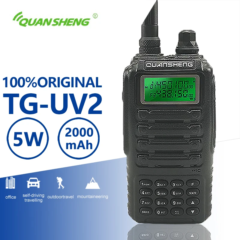 Quansheng TG-UV2 высокое качество мощные 5 Вт иди и болтай Walkie Talkie VHF Любительская рация двойного диапазона ТГ UV2 FCC CE радиолюбителей Comunicador 10 км