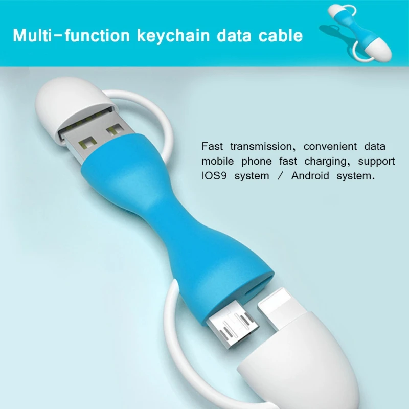 2 в 1 USB OTG адаптер брелок кабель для передачи данных 2.1A Micro USB для iPhone для Android мобильных телефонов к компьютеру