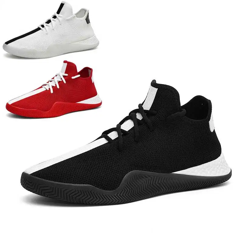

Black Mens Fashion Socks Shoes Man Sneakers Male Flying Running Shoes White 2019 Autumn Walking Shoe Red