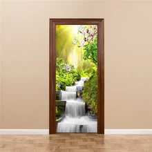 Водопад пейзаж дверь стикер обои для стен современная спальня декор гостиной плакат ПВХ водонепроницаемые наклейки на обои