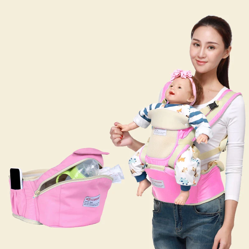 Эргономичные рюкзаки-кенгуру фронтальная эргономичный типа «кенгуру» Обёрточная бумага слинг для младенец манеж для младенцев Детские Hipseat Перевозчик - Цвет: pink storage